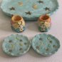 Miniature Tea Set Angels Tea Cups Plates Moon Stars Resin VTG 1995 Young's Inc
