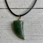 Vintage 1970's Green Jade Claw Pendant Necklace Shark Tooth Shaped Hippie Boho