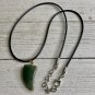 Vintage 1970's Green Jade Claw Pendant Necklace Shark Tooth Shaped Hippie Boho