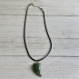 Vintage 1970's Green Jade Claw Pendant Necklace Shark Tooth Shaped Hippie Boho