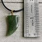 Vintage 1970's Green Jade Claw Pendant Necklace Shark Tooth Shaped Hippie Boho