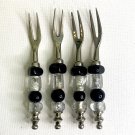 4 Glass Beaded Stainless Steel Forks Appetizers Olives Charcuterie Cocktail Set 4 Glass Beaded Stainless Steel Forks Appetizers Olives Charcuterie Cocktail Set