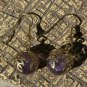 Purple Fluorite Carved Crystal Sphere Earrings Pierced Ears Gold Jewelry 12mm