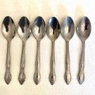 6 Gibson TREASURE Stainless Steel Teaspoons Spoons Floral Flatware Flowers 6"