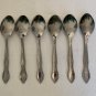 6 Gibson TREASURE Stainless Steel Teaspoons Spoons Floral Flatware Flowers 6"