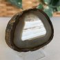 Waterline Agate Geode Slab Slice Natural Crystal Gold Druzy Pocket Rind W Stand