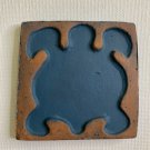 Moravian Pottery Tile SEA TURTLE Square Bucks Co PA Blue Terracotta Clay Signed Moravian Pottery Tile SEA TURTLE Square Bucks Co PA Blue Terracotta Clay Signed