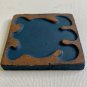 Moravian Pottery Tile SEA TURTLE Square Bucks Co PA Blue Terracotta Clay Signed