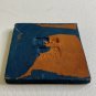 Moravian Pottery Tile SEA TURTLE Square Bucks Co PA Blue Terracotta Clay Signed