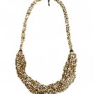 Gold White Seed Bead Multi Strand Necklace Layered Glass Beads Statement VTG 32" Gold White Seed Bead Multi Strand Necklace Layered Glass Beads Statement VTG 32"