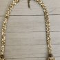 Gold White Seed Bead Multi Strand Necklace Layered Glass Beads Statement VTG 32"