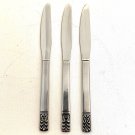 3 Carlyle Cameo Dinner Knives Knife Set Vintage Hong Kong Stainless Steel 8 3/8"