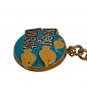 Key West Florida Metal Keychain Gold & Blue Cloisonn&Atilde;&copy; Swimming Fish Blue Ocean