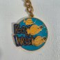 Key West Florida Metal Keychain Gold & Blue Cloisonn&Atilde;&copy; Swimming Fish Blue Ocean