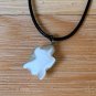 Shimmering White Cat's Eye Fiber Optic Glass Turtle Pendant Necklace Adjustable