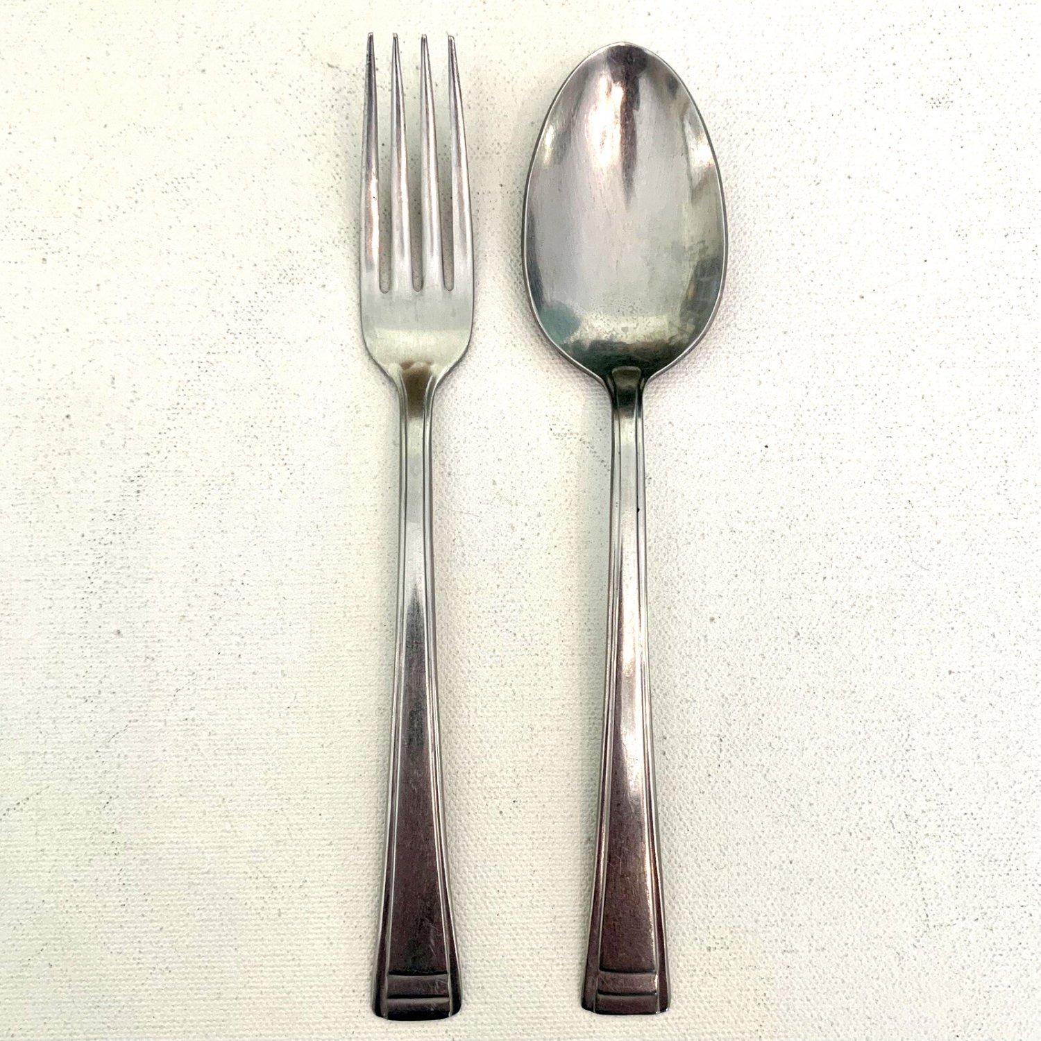 PARKWAY Stainless Glossy Dinner Spoon Fork 7.3" Vintage Serving Flatware USA