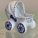 Vintage Ceramic Baby Buggy Carriage Planter Stroller Pram Newborn Boy Gift 2.25"