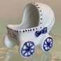 Vintage Ceramic Baby Buggy Carriage Planter Stroller Pram Newborn Boy Gift 2.25"
