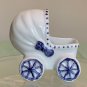 Vintage Ceramic Baby Buggy Carriage Planter Stroller Pram Newborn Boy Gift 2.25"