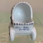 Vintage Ceramic Baby Buggy Carriage Planter Stroller Pram Newborn Boy Gift 2.25"