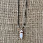 Rose Quartz Crystal Healing Point Pendant Necklace Black Adjustable Cord Chain
