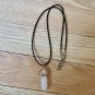 Rose Quartz Crystal Healing Point Pendant Necklace Black Adjustable Cord Chain