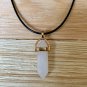 Rose Quartz Crystal Healing Point Pendant Necklace Black Adjustable Cord Chain