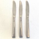 3 WM Dalton Oneida BROOKWOOD Dinner Knives Brushed Stainless Knife 8.5" Vintage