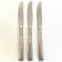 3 WM Dalton Oneida BROOKWOOD Dinner Knives Brushed Stainless Knife 8.5" Vintage
