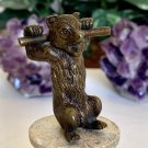 Antique Vienna Bronze Bear With Bar Figurine Victorian Dancing Bear Figure 2.2" Antique Vienna Bronze Bear With Bar Figurine Victorian Dancing Bear Figure 2.2"