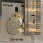 Enamel White & Grey Cat Pin Brooch Gold Cloisonn&Atilde;&copy; Vintage Fluffy Kitty Animal