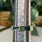 Avon Stackable Enamel Silver Plated Ring Band Green Yellow Enamel Inlay Size 7.5