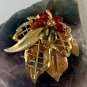 KC Kenneth Cole Enamel Leaf Pin Brooch Ornate Fall Colors Maple Leaves Signed 2"