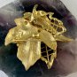 KC Kenneth Cole Enamel Leaf Pin Brooch Ornate Fall Colors Maple Leaves Signed 2"