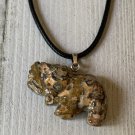 Leopardskin Jasper Elephant Pendant Necklace Adjustable Black Cord Chain 20" Leopardskin Jasper Elephant Pendant Necklace Adjustable Black Cord Chain 20"
