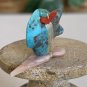 Zuni Turquoise Eagle Bird Fetish Red Coral Turquoise Bundle Shell Arrowhead 1.4"