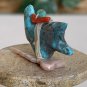 Zuni Turquoise Eagle Bird Fetish Red Coral Turquoise Bundle Shell Arrowhead 1.4"