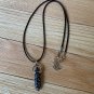 Snowflake Obsidian Point Pendant Necklace Crystal Healing Stone Cord Chain 20"