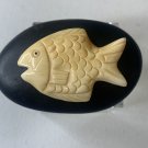 Vintage Natural Bone Carved Fish Fetish Bead Drilled Swimming Tropical Fish 1.5"