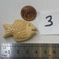 Vintage Natural Bone Carved Fish Fetish Bead Drilled Swimming Tropical Fish 1.5"
