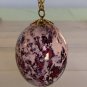 Ceramic Egg Ornament Hanging Easter Decoration Hand Painted Pink Purple on Chain