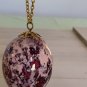 Ceramic Egg Ornament Hanging Easter Decoration Hand Painted Pink Purple on Chain