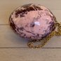 Ceramic Egg Ornament Hanging Easter Decoration Hand Painted Pink Purple on Chain