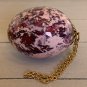 Ceramic Egg Ornament Hanging Easter Decoration Hand Painted Pink Purple on Chain