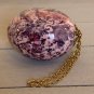 Ceramic Egg Ornament Hanging Easter Decoration Hand Painted Pink Purple on Chain