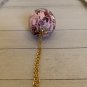 Ceramic Egg Ornament Hanging Easter Decoration Hand Painted Pink Purple on Chain