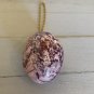 Ceramic Egg Ornament Hanging Easter Decoration Hand Painted Pink Purple on Chain