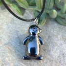 PUFFY Hematite Penguin Pendant Necklace Shiny Polished Black Bird Unisex Jewelry
