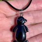 PUFFY Hematite Penguin Pendant Necklace Shiny Polished Black Bird Unisex Jewelry