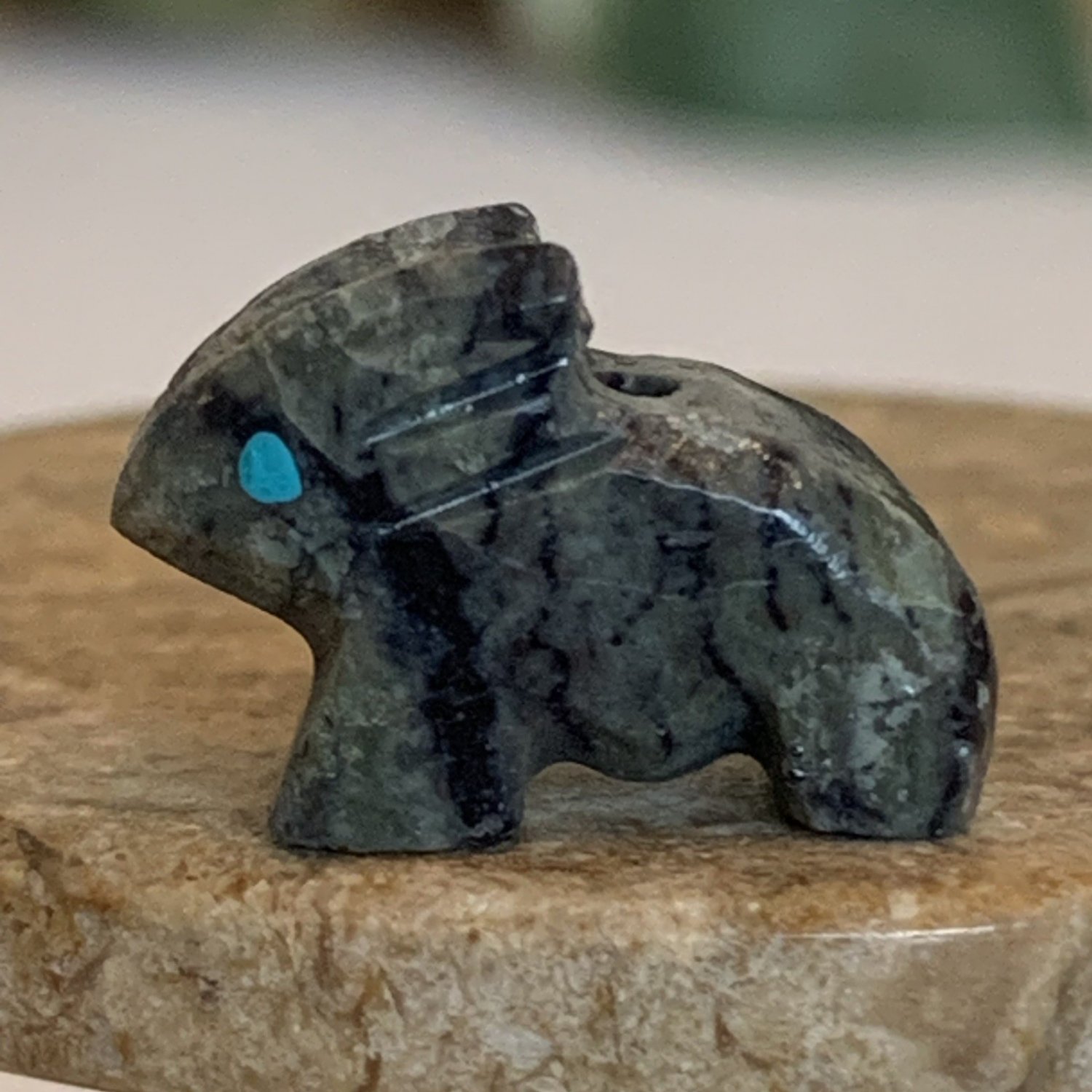 Zuni Rabbit Fetish Bead Hand Carved Native American Stone Animal Bunny Turquoise